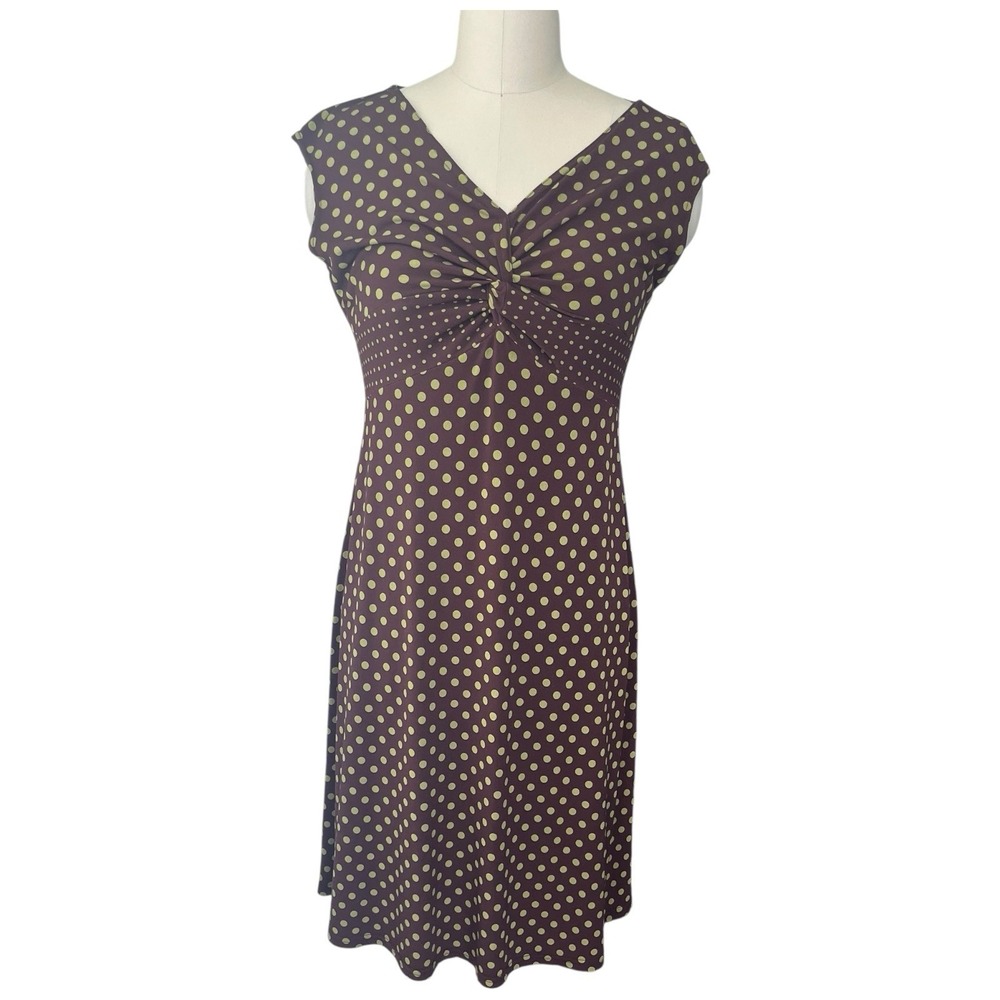Vintage Jessica‎ Howard Brown & Green Polka Dot Petite 8P Dress Y2K Cottagecore